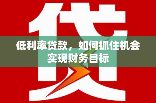 会东低利率贷款，如何抓住机会实现财务目标