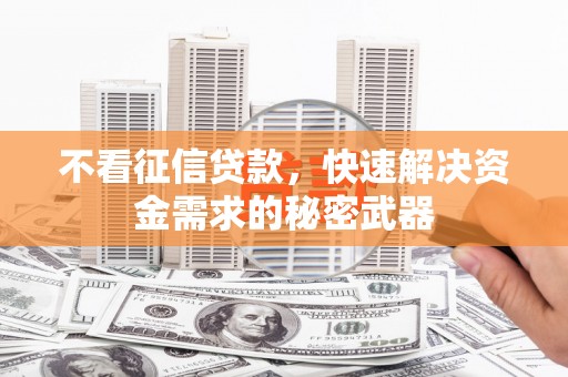 会东不看征信贷款，快速解决资金需求的秘密武器